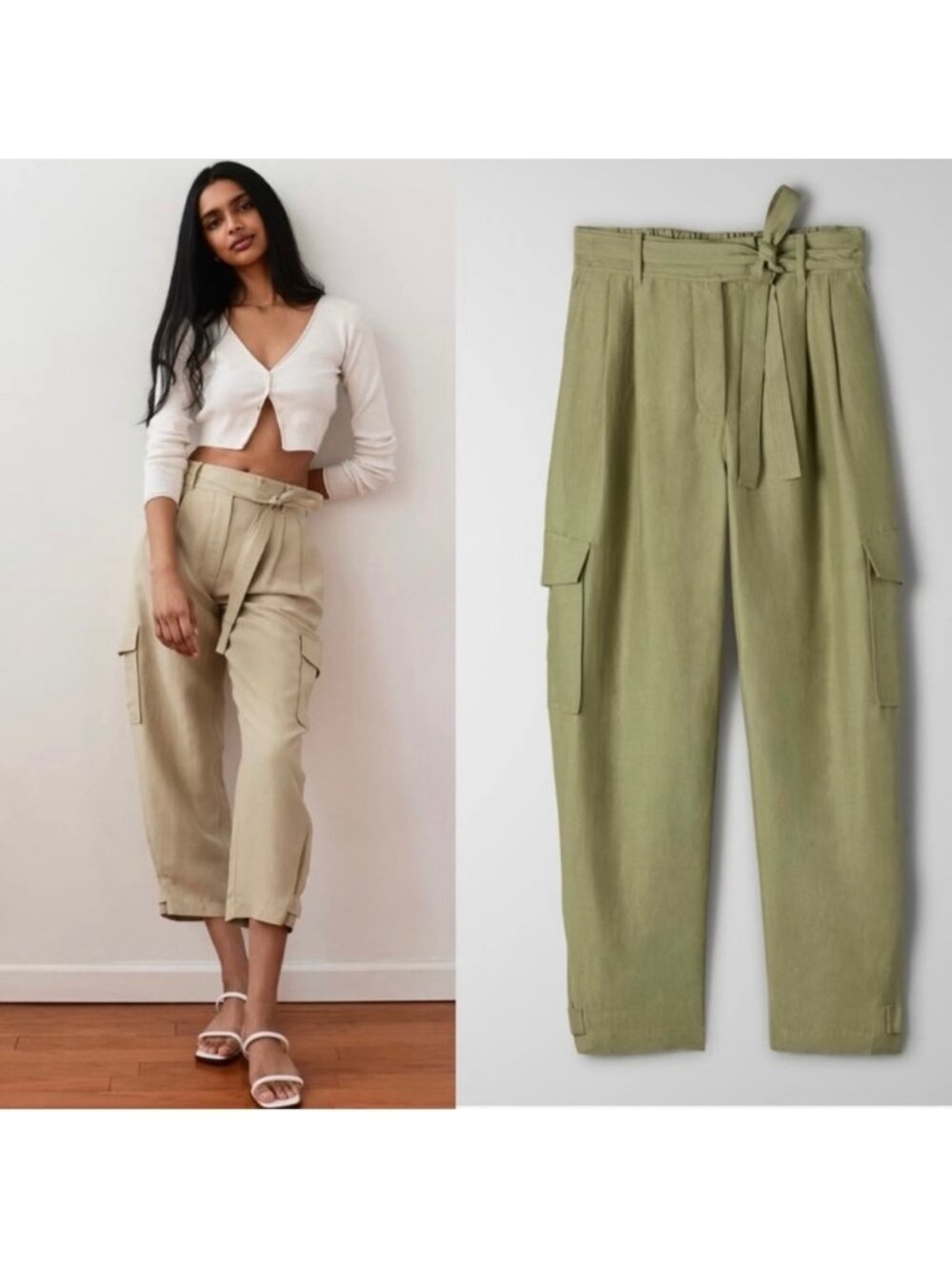 Wilfred Kafka High Waisted Cargo Pants Green Size 2 Aritzia #77452